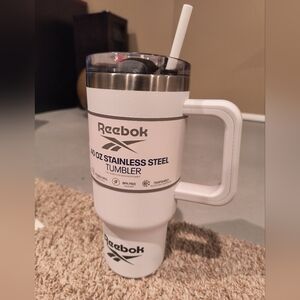 Reebok 40 OZ Stainless Steel Tumbler W/ Handle Water Bottle New White BPA Free